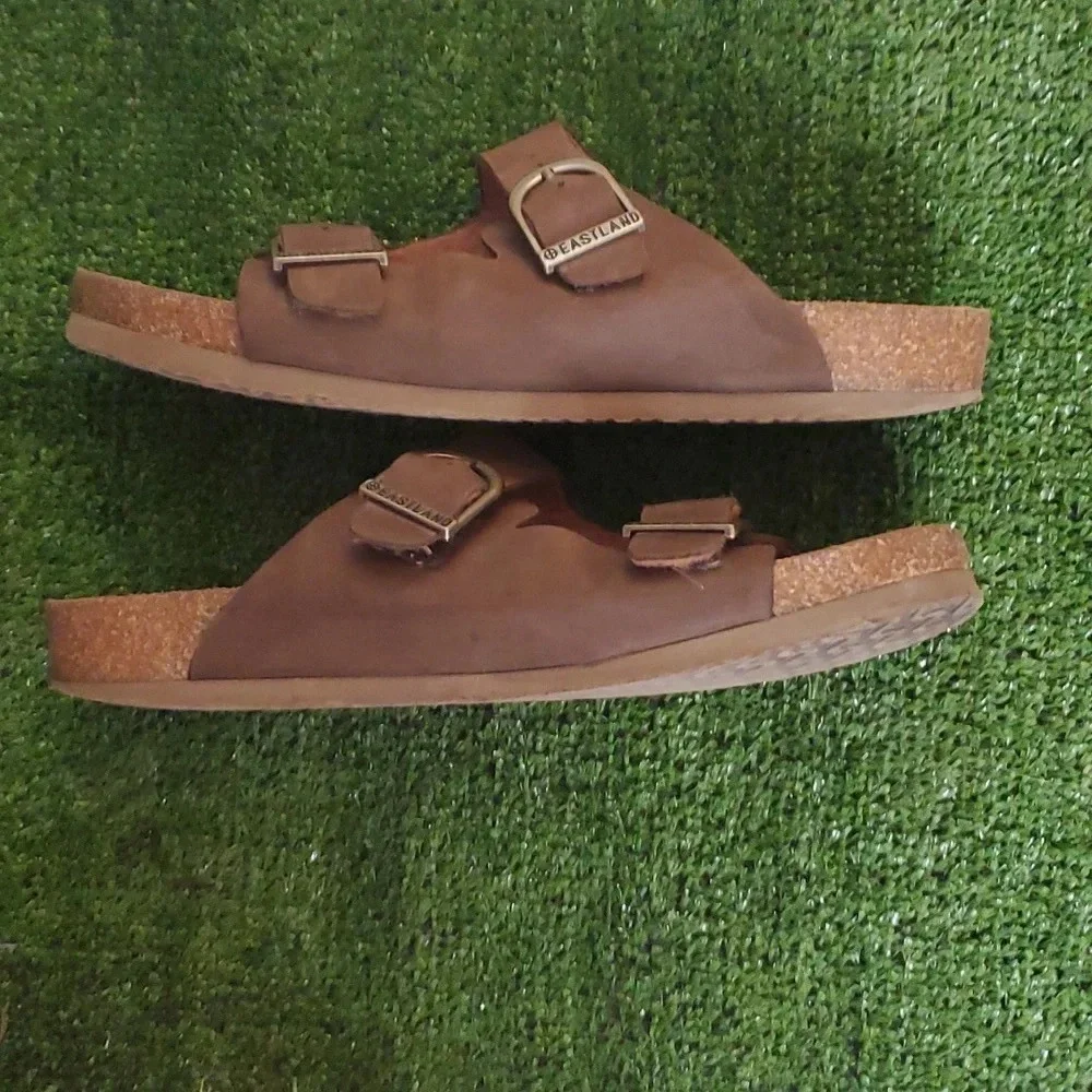 Mens Eastland Cambridge Leather Upper Slip on Sandals with Adjustable Straps 10D